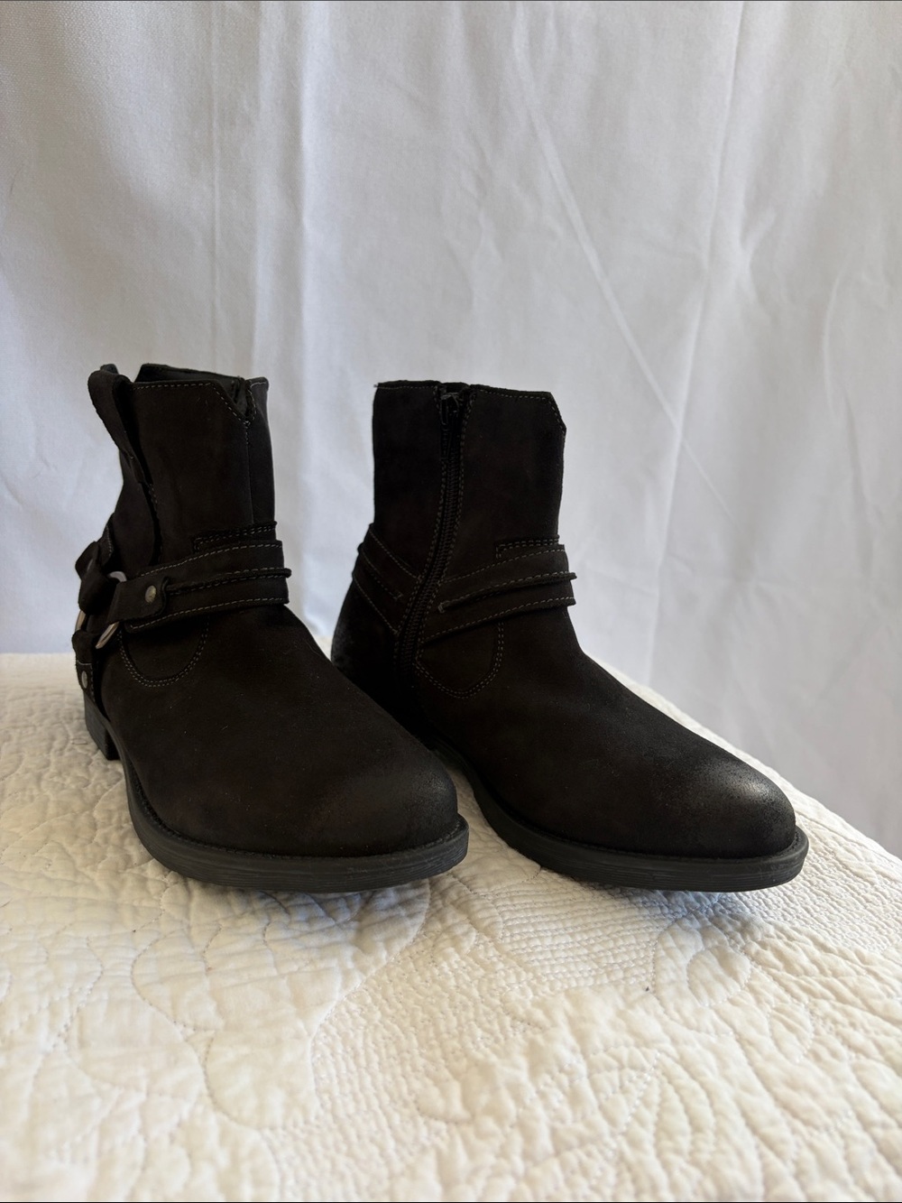 Earth Black Harness Ankle Booties